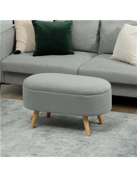 HOMCOM Cosy Fleece Storage Bench 838-479V70CG - Grey - pic 132841 | FastDaddyshop
