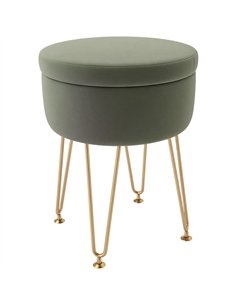 HOMCOM Velvet-Feel Storage Ottoman with Hairpin Legs -...