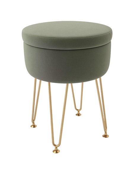 HOMCOM Velvet-Feel Storage Ottoman with Hairpin Legs - Green 838-499V70DG - pic 132842 | FastDaddyshop