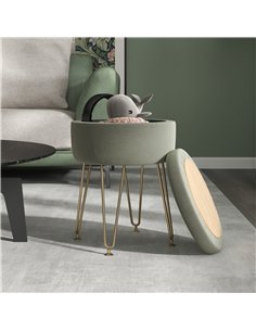 HOMCOM Velvet-Feel Storage Ottoman with Hairpin Legs -... 2