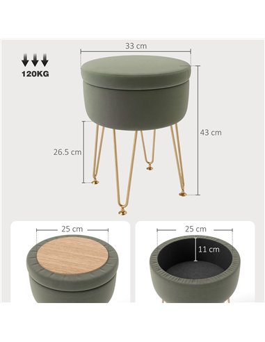 HOMCOM Velvet-Feel Storage Ottoman...