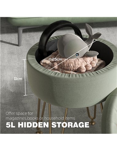 HOMCOM Velvet-Feel Storage Ottoman...