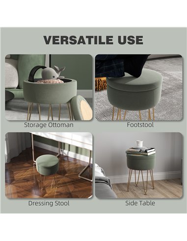 HOMCOM Velvet-Feel Storage Ottoman...