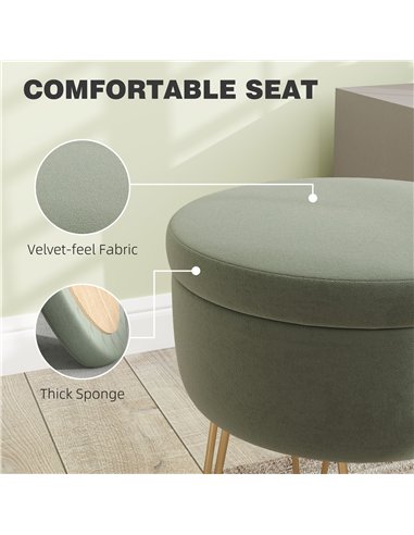 HOMCOM Velvet-Feel Storage Ottoman...