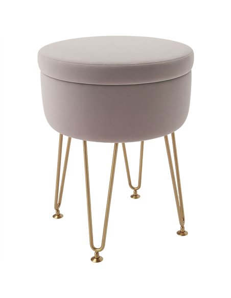 HOMCOM Velvet-Feel Storage Ottoman with Hairpin Legs - Light Pink 838-499V70PK - pic 132851 | FastDaddyshop