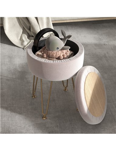 HOMCOM Velvet-Feel Storage Ottoman...