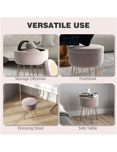 HOMCOM Velvet-Feel Storage Ottoman...