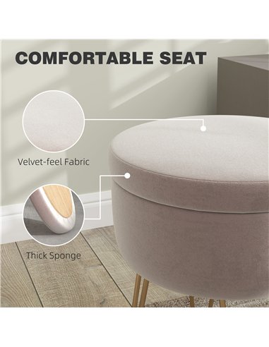 HOMCOM Velvet-Feel Storage Ottoman...