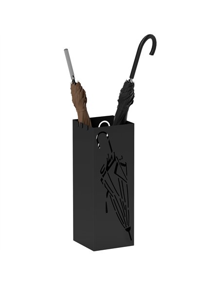 HOMCOM Square Metal Umbrella Stand with Hooks, Black 837-553V00BK - pic 132860 | FastDaddyshop