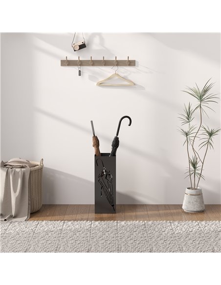 HOMCOM Square Metal Umbrella Stand with Hooks, Black 837-553V00BK - pic 132868 | FastDaddyshop