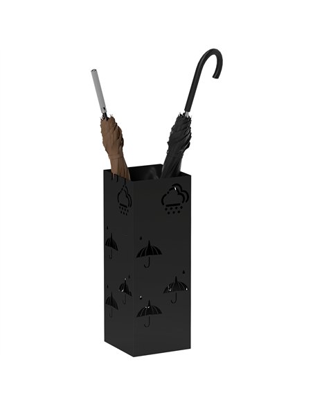 HOMCOM Square Metal Umbrella Stand with Hooks, Black 837-550V00BK - pic 132869 | FastDaddyshop