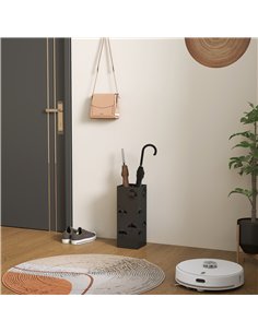 HOMCOM Square Metal Umbrella Stand with Hooks, Black... 2