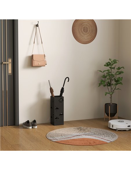 HOMCOM Square Metal Umbrella Stand with Hooks, Black 837-550V00BK - pic 132874 | FastDaddyshop