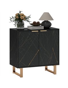 HOMCOM Luxe Textured Sideboard - Black/Gold-Tone...