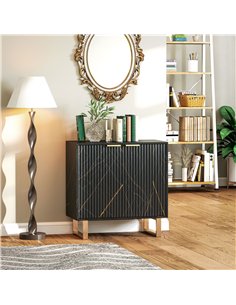 HOMCOM Luxe Textured Sideboard - Black/Gold-Tone... 2