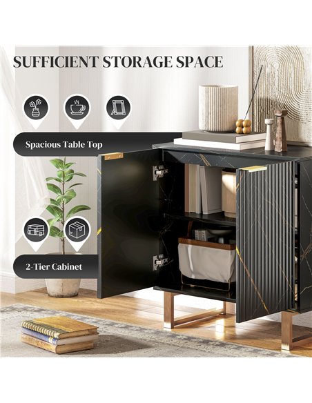 HOMCOM Luxe Textured Sideboard - Black/Gold-Tone 83B-153V00BK - pic 132881 | FastDaddyshop