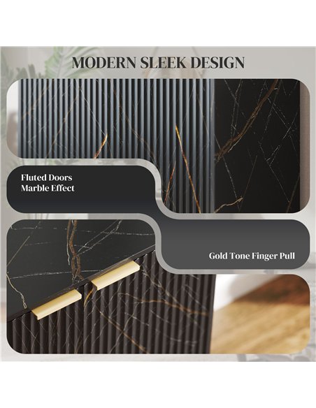 HOMCOM Luxe Textured Sideboard - Black/Gold-Tone 83B-153V00BK - pic 132885 | FastDaddyshop