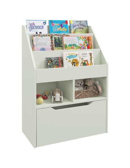 HOMCOM Children's Storage Bookshelf with Wheels & Drawer - Green 311-048V80GN - pic 132887 | FastDaddyshop