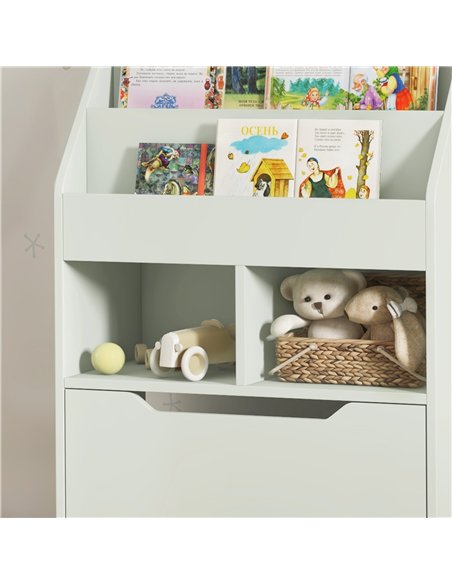 HOMCOM Children's Storage Bookshelf with Wheels & Drawer - Green 311-048V80GN - pic 132895 | FastDaddyshop