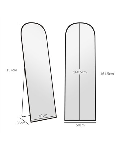 HOMCOM 162cm Full Length Aluminium...