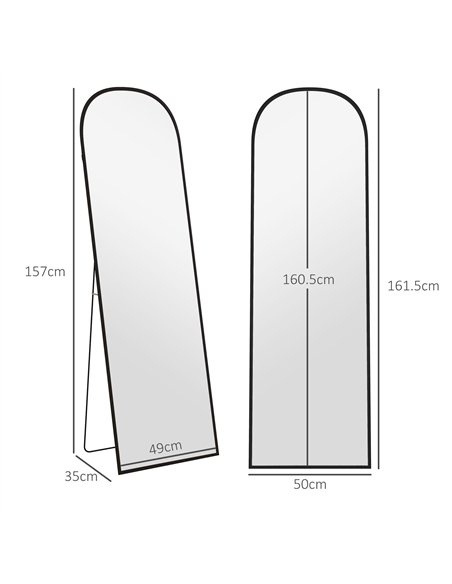 HOMCOM 162cm Full Length Aluminium Mirror 831-740V00BK - Black - pic 132898 | FastDaddyshop