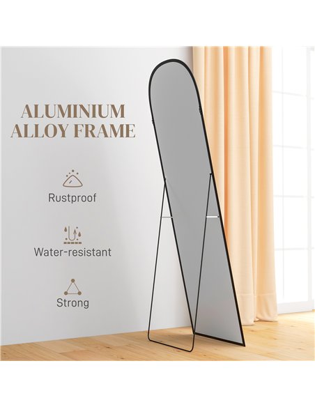 HOMCOM 162cm Full Length Aluminium Mirror 831-740V00BK - Black - pic 132901 | FastDaddyshop