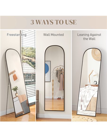 HOMCOM 162cm Full Length Aluminium Mirror 831-740V00BK - Black - pic 132902 | FastDaddyshop