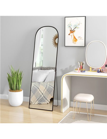 HOMCOM 162cm Full Length Aluminium Mirror 831-740V00BK - Black - pic 132904 | FastDaddyshop