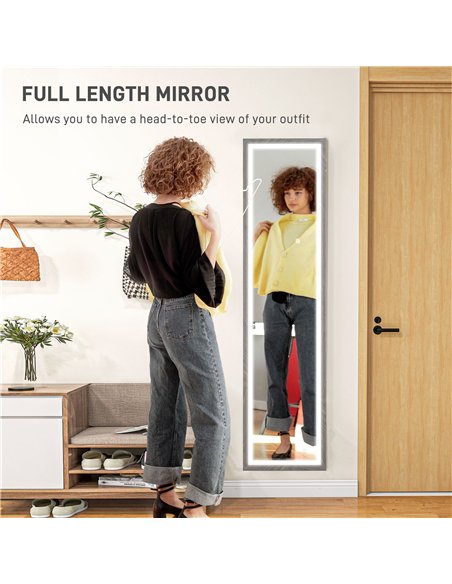HOMCOM Illuminated Full Body Mirror, Grey 831-888V70GY - pic 132917 | FastDaddyshop