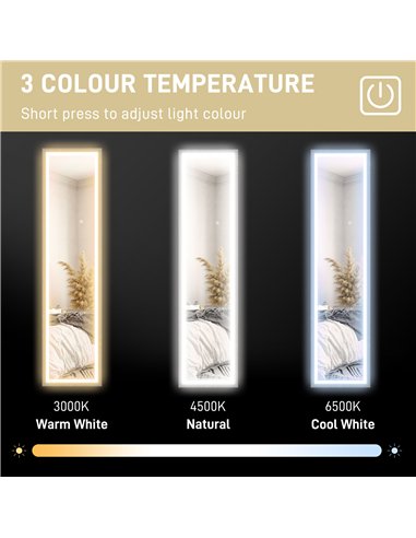 HOMCOM Illuminated Full Body Mirror,...
