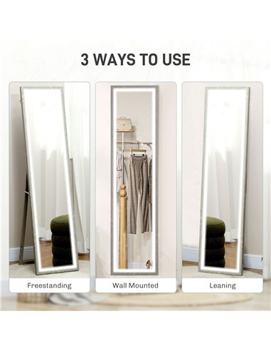 HOMCOM Illuminated Full Body Mirror,...