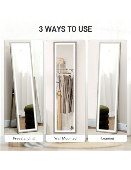 HOMCOM Illuminated Full Body Mirror, Grey 831-888V70GY - pic 132920 | FastDaddyshop