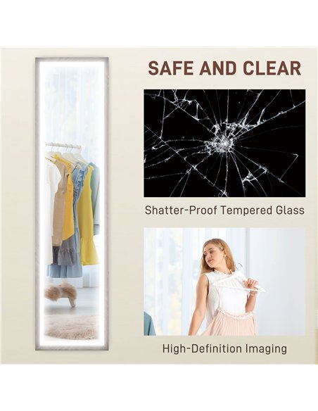HOMCOM Illuminated Full Body Mirror, Grey 831-888V70GY - pic 132921 | FastDaddyshop