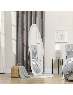 HOMCOM Retro Wavy Velvet Mirror 831-860V70WT - White 2