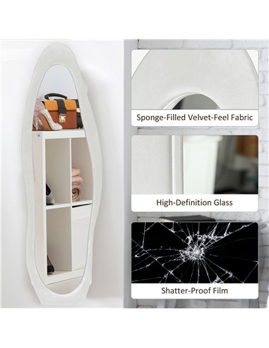 HOMCOM Retro Wavy Velvet Mirror...