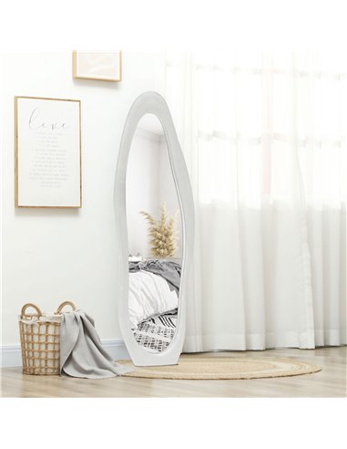 HOMCOM Retro Wavy Velvet Mirror...