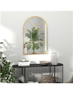 HOMCOM Retro Arched Window Mirror, 91 x 60 cm, Gold Tone,... 2