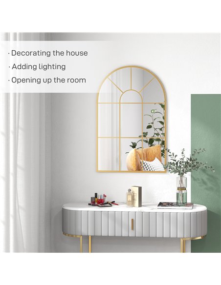 HOMCOM Retro Arched Window Mirror, 91 x 60 cm, Gold Tone, 830-631V01GD - pic 132944 | FastDaddyshop