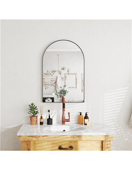 HOMCOM Arched HD Mirror 60x90cm - Black 834-808V01BK - pic 132951 | FastDaddyshop