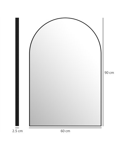 HOMCOM Arched HD Mirror 60x90cm -...