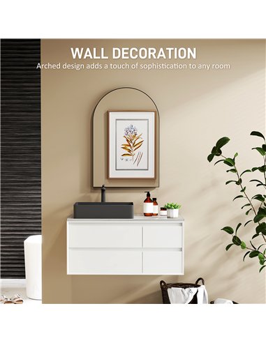 HOMCOM Arched HD Mirror 60x90cm -...