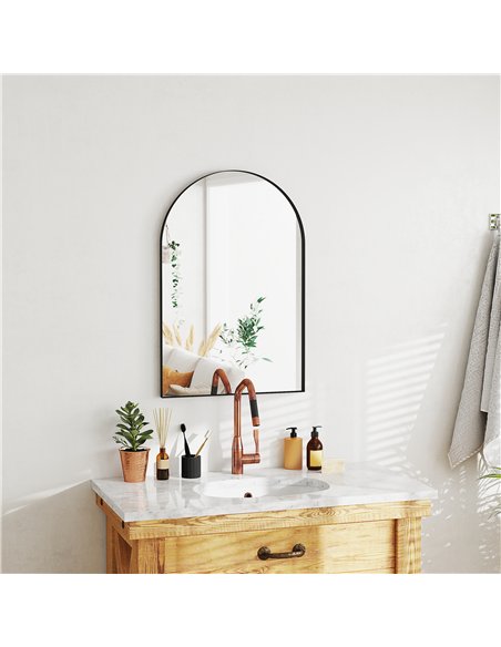 HOMCOM Arched HD Mirror 60x90cm - Black 834-808V01BK - pic 132957 | FastDaddyshop