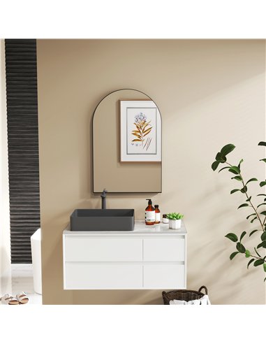 HOMCOM Arched HD Mirror 60x90cm -...