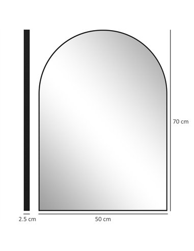HOMCOM Arched HD Mirror 50x70cm -...