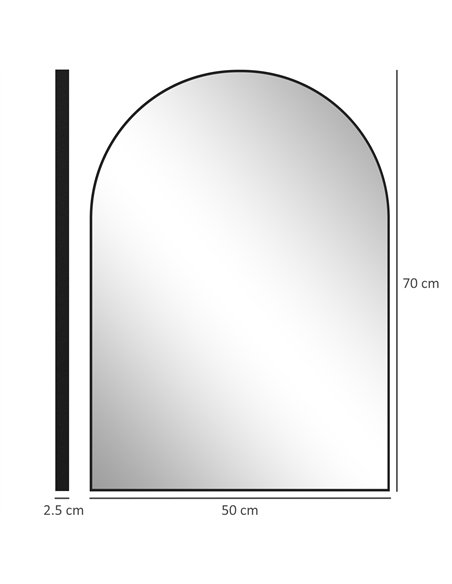 HOMCOM Arched HD Mirror 50x70cm - Black 834-808V00BK - pic 132961 | FastDaddyshop