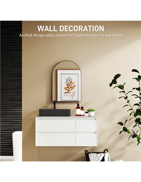 HOMCOM Arched HD Mirror 50x70cm - Black 834-808V00BK - pic 132964 | FastDaddyshop