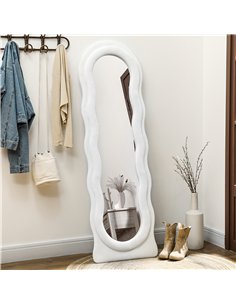 HOMCOM Retro Wavy Velvet Mirror 831-861V70WT - White