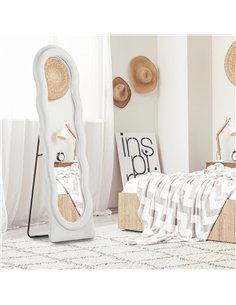 HOMCOM Retro Wavy Velvet Mirror 831-861V70WT - White 2