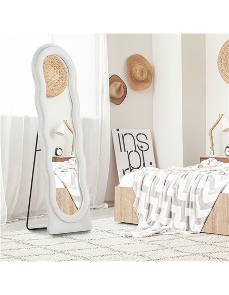 HOMCOM Retro Wavy Velvet Mirror 831-861V70WT - White - pic 132978 | FastDaddyshop