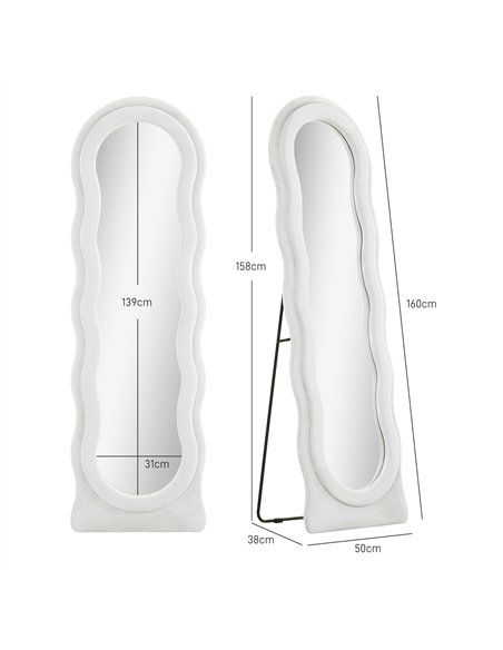 HOMCOM Retro Wavy Velvet Mirror 831-861V70WT - White - pic 132979 | FastDaddyshop
